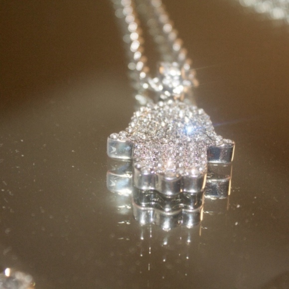 14kt Gold Dipped Swarovski Pave Hamsa necklace - Picture 3 of 4